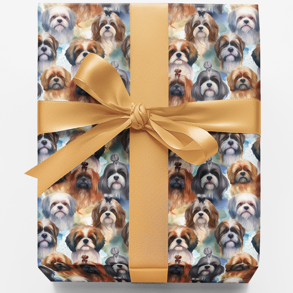Adorable Puppy Breed Wrapping Paper, Shih Tzu Dog Gift Wrap, Dog Lover Holiday Gift Wrap Roll, Birthday and Christmas Present