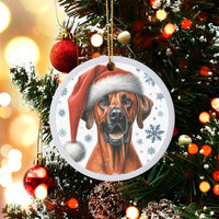 Santa Hat Dog Ornament, Rhodesian Ridgeback Christmas Ornament, Ceramic Dog Lover Ornament, Festive Pet Holiday Decor, Animal Keepsake Present