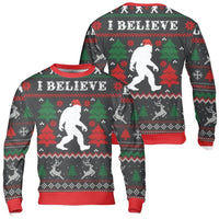 I Believe Sasquatch Holiday Sweater, Bigfoot Ugly Christmas Sweatshirt, Humorous Cryptid Xmas Sweatshirt, Winter Graphic Sweatshirt Present