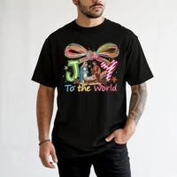 Christian Christmas Scripture Graphic Tee, Joy to the World Nativity T-Shirt, Holy Night Religious Jesus Shirt, Holiday Church Present