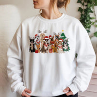 Festive Holiday Puppy Sweatshirt, Christmas Dogs Sweatshirt, Adorable Dog Lover Xmas Crewneck, Winter Pet Lover Graphic Pullover, Dog Mom Present