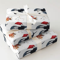 Goldfish Sea Animal Gift Wrap, Orca Killer Whale Christmas Wrapping Paper, Ocean Marine Life Holiday Paper Roll, Festive Christmas Gift Wrap