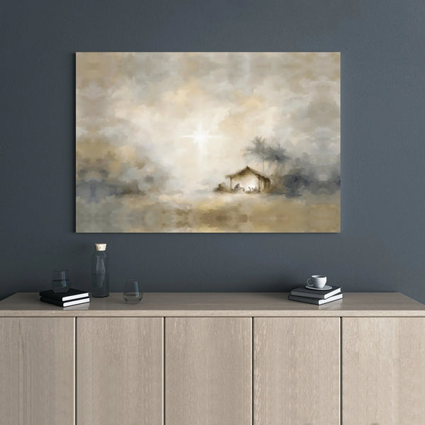 Star of Bethlehem Wall Art Canvas, Nativity Scene Canvas Print, Christian Holy Night Wall Decor, Religious Christmas Present 