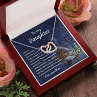 Sentimental Daughter Heart Necklace, To My Daughter Interlocking Hearts Necklace, Love Daughter Necklace, Birthday or Christmas Jewelry Present