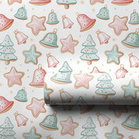 Holiday Cookie Gift Wrap, Pastel Christmas Cookie Wrapping Paper, Adorable Pastel Xmas Wrapping Paper, Whimsical Christmas Wrapping Paper Roll
