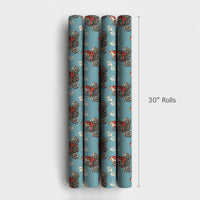 Vintage Motorcycle Gift Wrap, Light Blue Biker Santa Wrapping Paper, Blue Motorcycle Christmas Wrapping Paper, Biker Holiday Gift Wrap