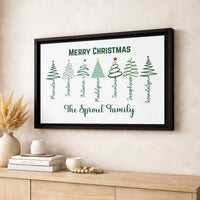 Custom Name Tree Canvas Art, Personalized Family Christmas Canvas, Holiday Family Tree Canvas Print, Winter Christmas Canvas Decor Present