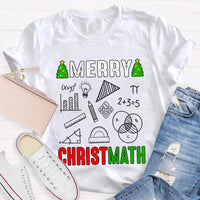 Math Holiday Equation Graphic Tee, Merry Christmath Humorous Math Teacher Shirt, STEM Educator Christmas T-Shirt, Math Lover Xmas Present