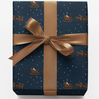 Christmas Gift Wrap, Midnight Blue Santa Sleigh Wrapping Paper, Xmas Present Wrap, Santa Claus Wrapping Paper, Holiday Gift Wrapping Paper
