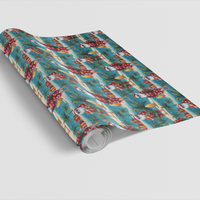 Beach Christmas Gift Wrap, Tropical Santa Wrapping Paper, Coastal Holiday Wrapping Paper, Island Santa Present Paper, Summer Gift Wrap Roll