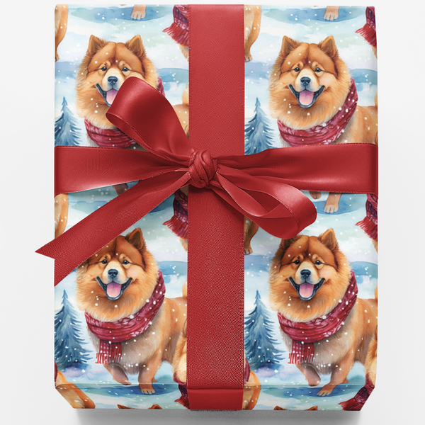 Winter Scarf Dog Wrapping Paper, Chow Chow Christmas Wrapping Paper, Watercolor Chow Gift Wrap, Dog Lover Wrapping Paper, Ado