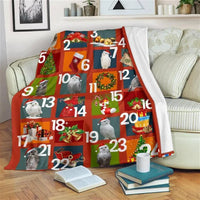 Holiday Bird Throw Blanket, Christmas Owl Advent Calendar Blanket, Festive Winter Plush Fleece Blanket, Comfy Xmas Family Present