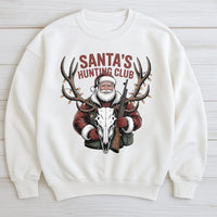 Humorous Christmas Deer Hunter Sweatshirt, Santa's Hunting Club Sweatshirt, Outdoor Holiday Graphic Crewneck