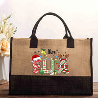Custom Name Snowflake Holiday Tote Bag, Personalized Christmas Tote Bag, Winter Xmas Cotton Tote Bag, Festive Shopper, Present for Her