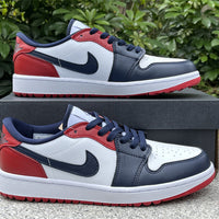 Low Top Golf Shoes, Blue White Red Colorway, Lace Up Design, Casual Gift for Shoe Lovers