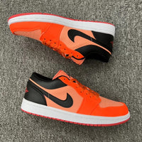 Low Top Basketball Shoes, Black Orange Colorway, Lace Up Design, Casual Gift for Shoe Lovers