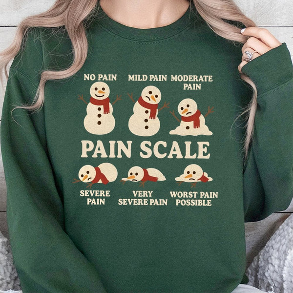 Humorous Medical Christmas Crewneck, Snowman Pain Scale Sweatshirt, Nurse Holiday Sweater, Doctor Hospital Crewneck, Healthca