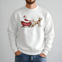 Santa Sleigh Dog Lover Sweatshirt, Goldendoodle Christmas Sweatshirt, Adorable Xmas Puppy Graphic Crewneck, Holiday Pet Owner Present Sweatshirt