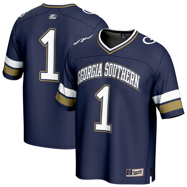 #1 Georgia Southern Eagles Lightweight Collegiate Football Fashion Jersey - Blue