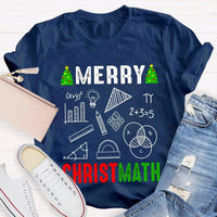 Math Holiday Equation Graphic Tee, Merry Christmath Humorous Math Teacher Shirt, STEM Educator Christmas T-Shirt, Math Lover Xmas Present