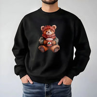 Comfy Holiday Coffee Teddy Bear Crewneck, Christmas Bear Sweatshirt, Adorable Winter Season Pullover, Aesthetic Christmas Animal Sweater