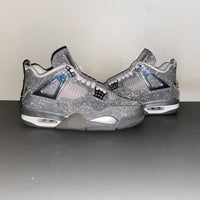 Retro Mid Top Sneakers, Silver Colorway, Metallic Finish, Lace Up Design, Casual Gift for Sneaker Fans