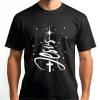 Christian Cross Holiday Shirt, Jesus Christmas Tree T-Shirt, Merry Christmas Jesus Shirt, Religious Faith Graphic Tee, Xmas Faith Present