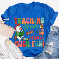 Festive Music Teacher Holiday Shirt, Snow Much Fun Teaching Music Christmas T-Shirt, Adorable Snowman Musician Graphic Tee, Xmas Present