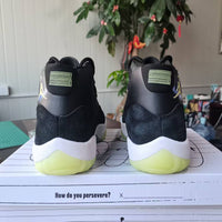 High Top Sneakers, Neon Green Black Colorway, Glow in the Dark Detail, Lace Up Design, Casual Gift for Sneaker Fans