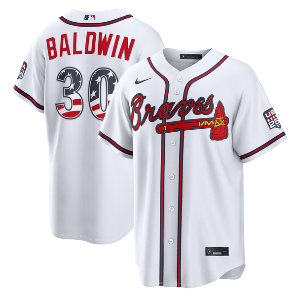 Fourth of July Atlanta Braves Drake Baldwin White USA 250 Stadium Jersey