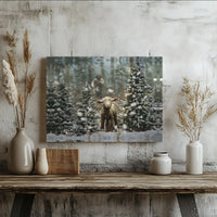Snowy Christmas Forest Canvas Print, Jesus the Good Shepherd Canvas Art, Christian Winter Landscape Canvas, Religious Holiday Wall Decor
