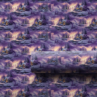 Purple Snowy Forest Gift Wrap, Winter Cabin Wrapping Paper, Comfy Cabin Christmas Wrapping Paper, Holiday Gift Wrap Roll, Winter Gift Wrap