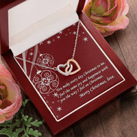 Cubic Zirconia Double Heart Pendant, Romantic Interlocking Hearts Necklace, Polished Steel Heart Jewelry, Holiday Christmas Present for Her