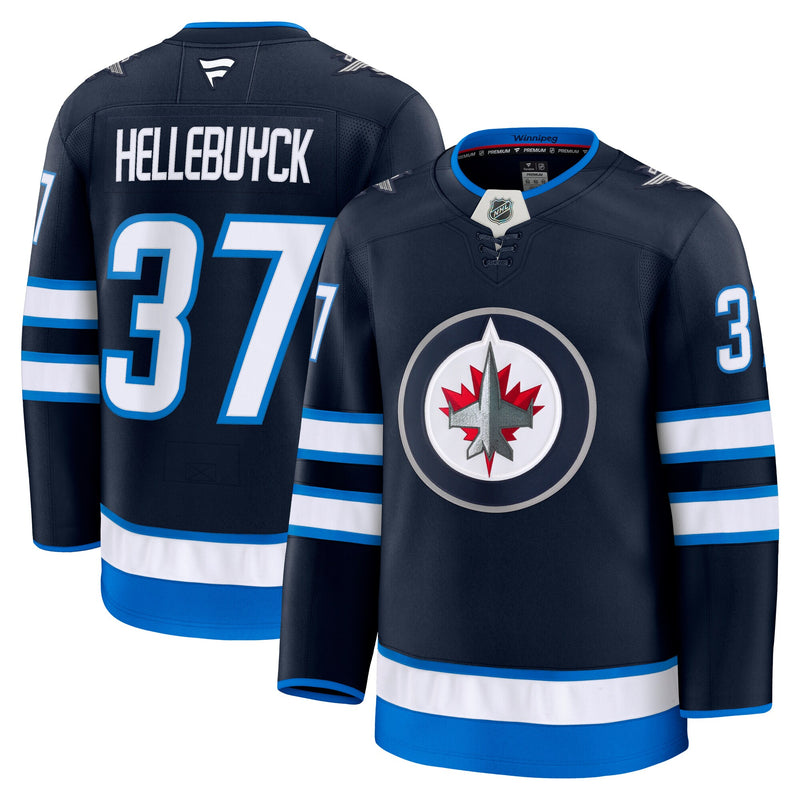 Winnipeg Jets Connor Hellebuyck Navy Home Premium Jersey
