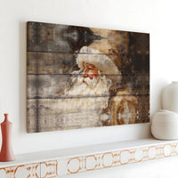 Vintage Wood Grain Holiday Canvas Art, Rustic Santa Claus Canvas, Christmas Farmhouse Canvas Print, Winter Wall Decor, Xmas Home Decor Present