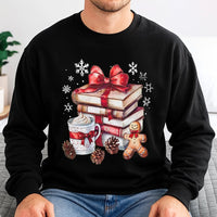 Comfy Holiday Reading Sweatshirt, Christmas Books Sweatshirt, Book Lover Xmas Sweatshirt, Bookish Reader Winter Crewneck Pullover Present