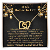 Sentimental Heart Necklace, Mother-in-Law Interlocking Hearts Necklace, Birthday Double Heart Necklace, Christmas Jewelry Present for Her