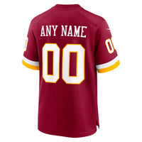 Washington Commanders Burgundy Custom Game Jersey