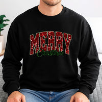 Varsity Lettering Holiday Crewneck, Red Glitter Merry Christmas Sweatshirt, Retro Christmas Sweater, Comfy Pullover, Xmas Present for Women Men