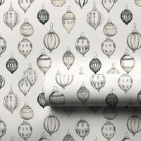 Retro Holiday Gift Wrap, Vintage Ornament Christmas Wrapping Paper, Elegant Xmas Bauble Wrapping Paper, Classic Holiday Gift Wrapping Paper