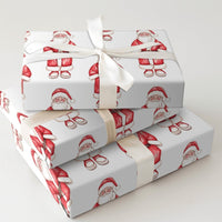 Classic Santa Claus Christmas Gift Wrap, Watercolor Santa Wrapping Paper, Traditional Red Holiday Present Paper, Festive Present Packaging Roll