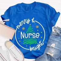 Healthcare RN Holiday Graphic Tee, Merry Nurse Bright Christmas Tree Shirt, Medical Staff Christmas T-Shirt, Nurse Holiday Season Present