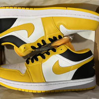 Low Top Sneakers, Black Yellow Colorway, Lace Up Design, Casual Gift for Sneaker Fans