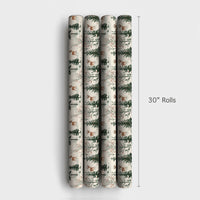 Pine Tree Holiday Gift Wrap, Winter Woodland Deer Wrapping Paper, Rustic Forest Christmas Wrapping Paper, Nature Botanical Gift Wrap Roll