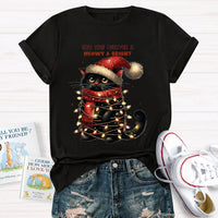Adorable Holiday Cat Graphic Tee, Meowy and Bright Christmas Cat Teacher T-Shirt, Festive School Teacher Shirt, Humorous Cat Lover Xmas Top