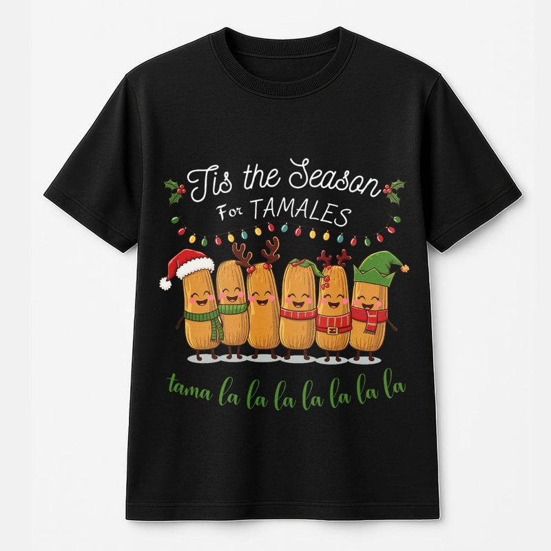 Humorous Mexican Food Christmas T-Shirt, Tis the Season for Tamales Shirt, Retro Xmas Foodie Graphic Tee, Spanish Holiday Tee, Present for Foodies