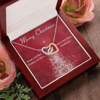 CZ Crystal Heart Pendant, Interlocking Hearts Necklace, Surgical Steel Love Necklace, Romantic Christmas Present for Her, Wife Girlfriend Present