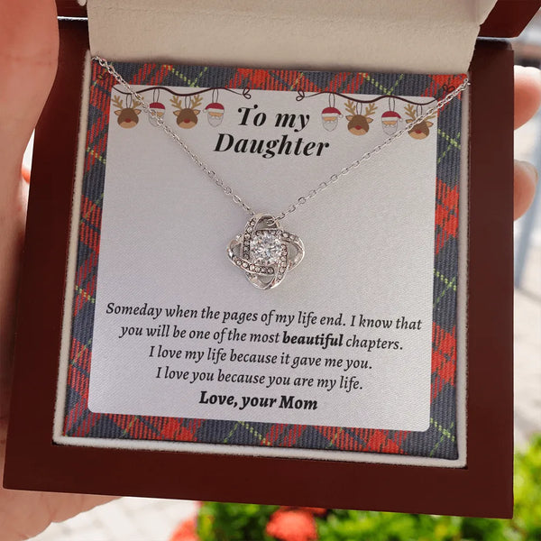 Holiday Christmas Love Knot Pendant, Daughter Love Knot Necklace, Meaningful Daughter Keepsake Necklace from Mom