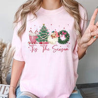 Vintage Santa and Tree T-Shirt, Tis the Season Christmas Shirt, Retro Holiday Graphic Tee, Festive Christmas Graphic Shirt Present