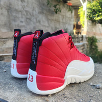 High Top Sneakers, White Red Colorway, Lace Up Design, Casual Gift for Sneaker Fans